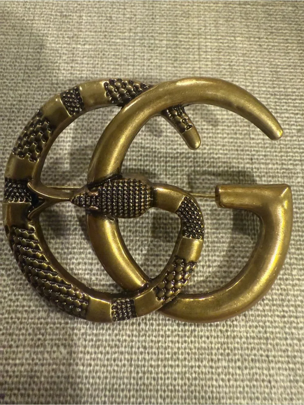 New Gucci antique Gold tone snake Brooch